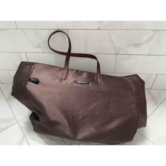 Vintage DKNY Tote Bag Velour Velvet Burgundy Reversible - Picture 8 of 14